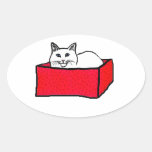 White Cat in Box Sticker