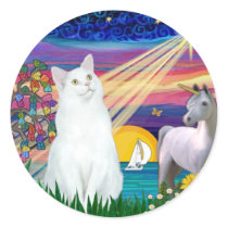 White Cat - Magical Night stickers by catartgifts White Cat - Magical Night stickers