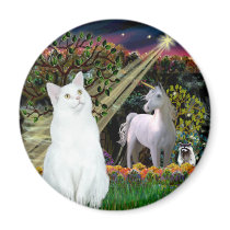White Cat - Magical Woods Refrigerator Magnet