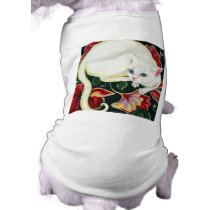 White Cat on a Cushion Dog Tee