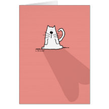 White Cat, Pink Valentine Heart Card