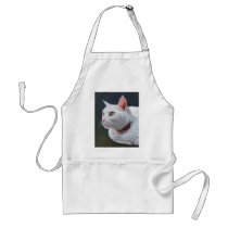 White Cat Shiro Painting Art by ArtByAkiko Apron