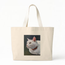 White Cat Shiro Painting Art by ArtByAkiko Canvas Bags
