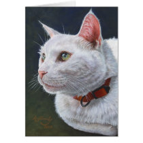 White Cat Shiro Painting Art by ArtByAkiko Greeting Cards