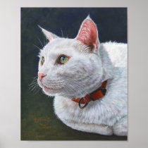 White Cat Shiro Painting Art by ArtByAkiko Poster