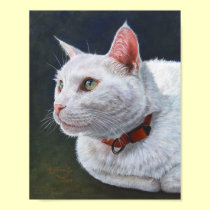 White Cat Shiro Painting Art by ArtByAkiko posters