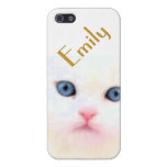 White cat with monogram iPhone 5 covers