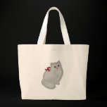 White Cat with Red Ribbon Bag