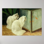 White Cats Watching Goldfish Print