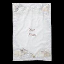 White Cats with your Name kitchen towels