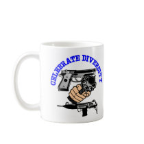 White Celebrate Diversity Guns mugs