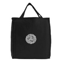 White Celtic Irish Knotwork Design 2 Pattern embroidered bags