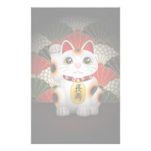 White Ceramic Maneki Neko Customized Stationery