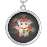White Ceramic Maneki Neko Pendants