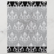 white chadelier on black modern damask design personalized flyer