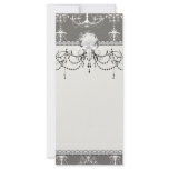white chandelier damask on grey silver rack card