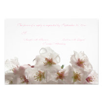 White cherry blossom flowers wedding RSVP card Announcement