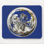 White cherry blossoms in crystal ball