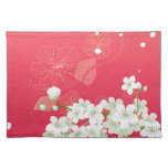 White cherry blossoms placemat