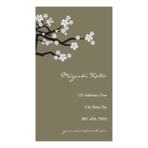 White Cherry Blossoms Sakura Spring Flowers Branch Business Card Template (front side)