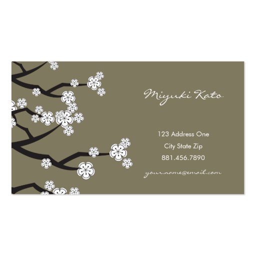 White Cherry Blossoms Sakura Spring Flowers Branch Business Cards (front side)