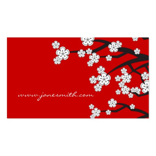 White Cherry Blossoms Sakura Spring Flowers Branch Business Card (back side)