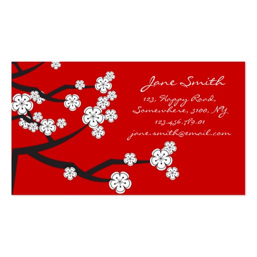 White Cherry Blossoms Sakura Spring Flowers Branch Business Card (front side)