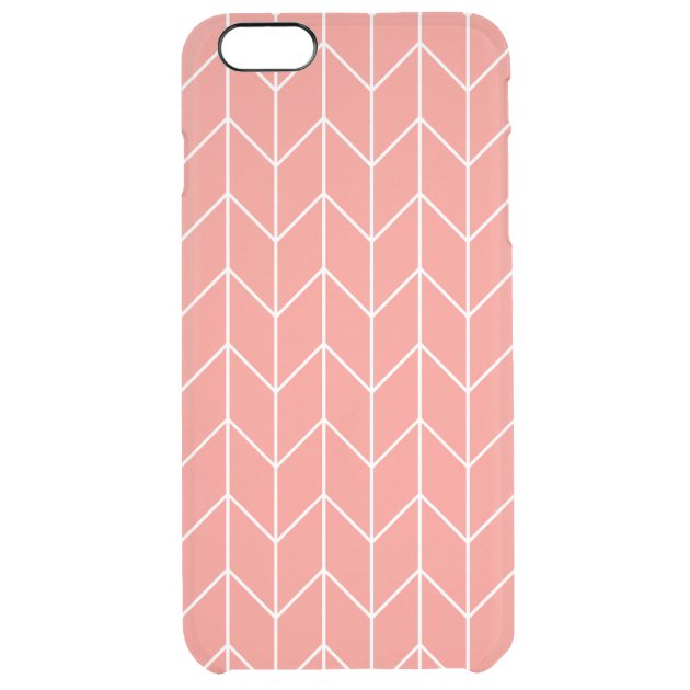 White Chevron on Coral Pink Modern Chic Uncommon Clearlyâ„¢ Deflector iPhone 6 Plus Case-0
