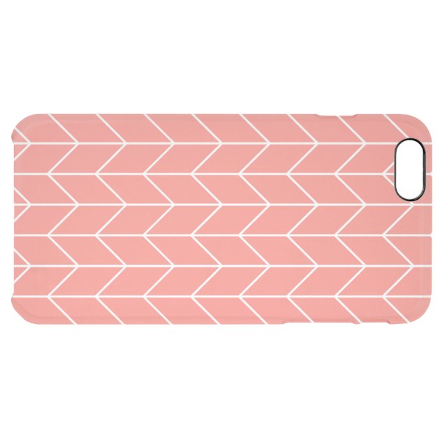 White Chevron on Coral Pink Modern Chic Uncommon Clearlyâ„¢ Deflector iPhone 6 Plus Case-5