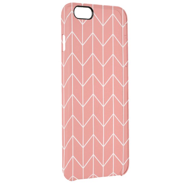 White Chevron on Coral Pink Modern Chic Uncommon Clearlyâ„¢ Deflector iPhone 6 Plus Case-2