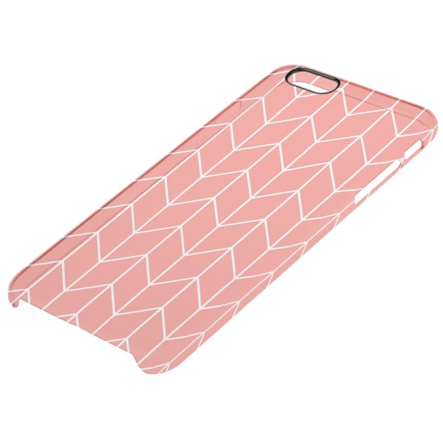 White Chevron on Coral Pink Modern Chic Uncommon Clearlyâ„¢ Deflector iPhone 6 Plus Case-4