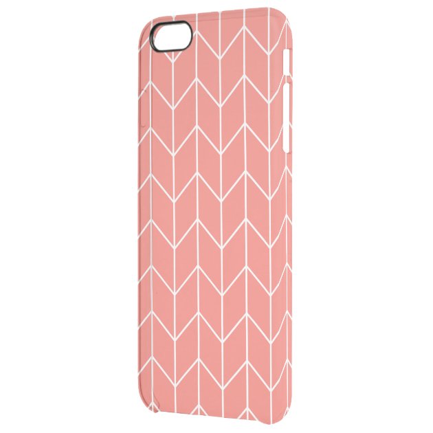White Chevron on Coral Pink Modern Chic Uncommon Clearlyâ„¢ Deflector iPhone 6 Plus Case-1
