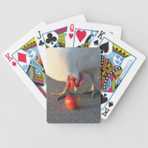 White Chicken and Apple Bicycle Poker Deck