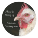 White chicken bookplate sticker
