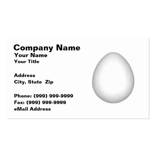 White Chicken Egg Business Card Template Zazzle
