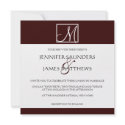 White & Chocolate Monogram Wedding Invitation invitation