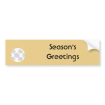 White Christmas Bauble. On Gold Color. Bumper Sticker