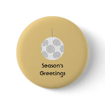 White Christmas Bauble. On Gold Color. Pinback Buttons
