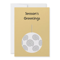 White Christmas Bauble. On Gold Color. Announcement