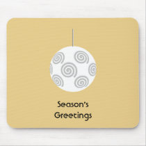 White Christmas Bauble. On Gold Color. Mousepad