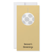 White Christmas Bauble. On Gold Color. Photo Card Template