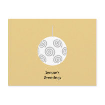 White Christmas Bauble. On Gold Color. Post Cards