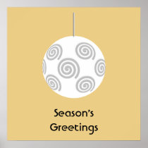 White Christmas Bauble. On Gold Color. Poster