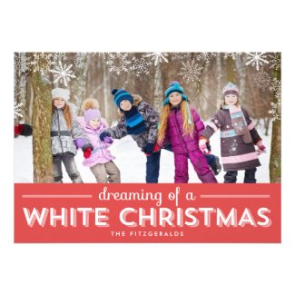 White Christmas Holiday Photo Card - Red