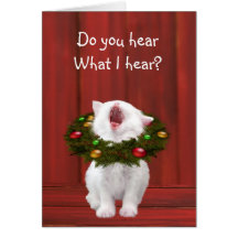 White Christmas kitten Card