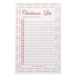 White Christmas List Custom Stationery