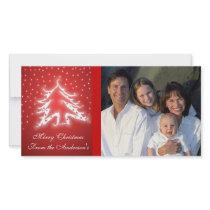 White Christmas Tree and Glowing Stars photo cards