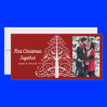 White Christmas Tree First Christmas Together Picture Card