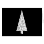 White Christmas Tree. On Black. Stylish. Card