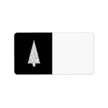 White Christmas Tree. On Black. Stylish. Personalized Address Label